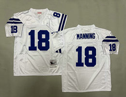 Mitchell And Ness Indianapolis Colts #18 Peyton Manning White Throwback NFL Jersey