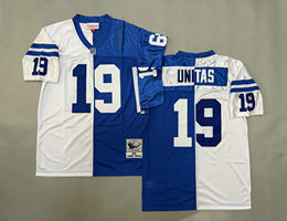 Mitchell And Ness Indianapolis Colts #19 Johnny Unitas Blue White Throwback NFL Jersey