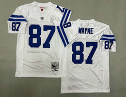 Mitchell And Ness Indianapolis Colts #87 Reggie Wayne White Throwback NFL Jersey