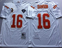 Mitchell And Ness Kansas City Chiefs #16 Len Dawson White Throwback Authentic Stitched NFL Jersey