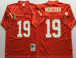 Mitchell And Ness Kansas City Chiefs #19 Joe Montana Red Throwback Authentic Stitched NFL Jersey