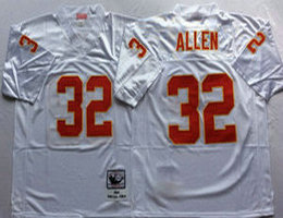 Mitchell And Ness Kansas City Chiefs #32 Marcus Allen White Throwback Authentic Stitched NFL Jersey