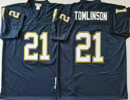 Mitchell And Ness San Diego Chargers #21 LaDainian Tomlinson Navy Blue Throwback Authentic Stitched NFL Jersey