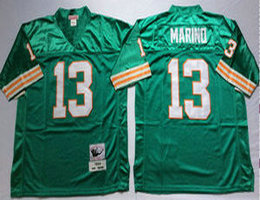 Mitchell And Ness Miami Dolphins #13 Dan Marino Green Throwback Authentic Stitched NFL Jersey