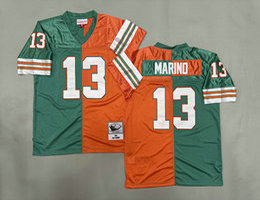 Mitchell And Ness Miami Dolphins #13 Dan Marino Orange Green Throwback Stitched NFL Jersey