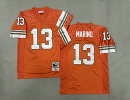 Mitchell And Ness Miami Dolphins #13 Dan Marino Orange Throwback Stitched NFL Jersey