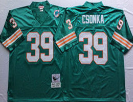 Mitchell And Ness Miami Dolphins #39 Larry Csonka Green Throwback Authentic Stitched NFL Jersey