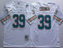 Mitchell And Ness Miami Dolphins #39 Larry Csonka White Throwback Authentic Stitched NFL Jersey