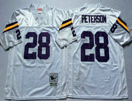 Mitchell And Ness Minnesota Vikings #28 Adrian Peterson White Throwback Authentic Stitched NFL Jersey