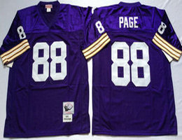 Mitchell And Ness Minnesota Vikings #88 Allan Page Purple Throwback Authentic Stitched NFL Jersey