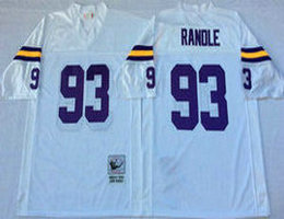 Mitchell And Ness Minnesota Vikings #93 John Randle White Throwback Authentic Stitched NFL Jersey
