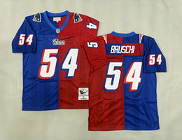 Mitchell And Ness New England Patriots #54 Tedy Bruschi Red Blue Throwback Stitched NFL Jersey