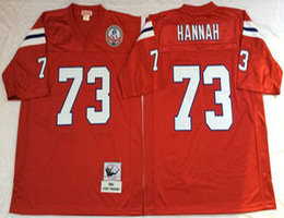 Mitchell And Ness New England Patriots #73 John Hannah Red Throwback Authentic Stitched NFL Jersey