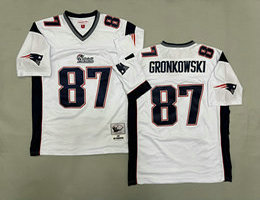 Mitchell And Ness New England Patriots #87 Rob Gronkowski White Throwback Stitched NFL Jersey
