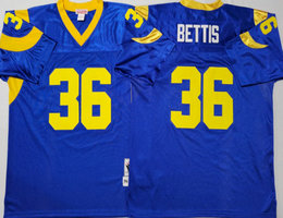 Mitchell And Ness New Los Angeles Rams #36 Jerome Bettis Blue Throwback Authentic Stitched NFL Jersey