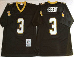 Mitchell And Ness New Orleans Saints #3 Bobby Hebert Black Authentic Stitched NFL Jersey