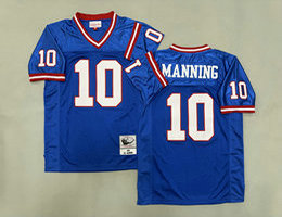 Mitchell And Ness New York Giants #10 Eli Manning Blue Throwback Stitched NFL Jersey