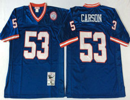 Mitchell And Ness New York Giants #53 Harry Carson Blue Throwback Authentic Stitched NFL Jersey