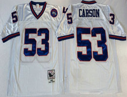 Mitchell And Ness New York Giants #53 Harry Carson White Throwback Authentic Stitched NFL Jersey