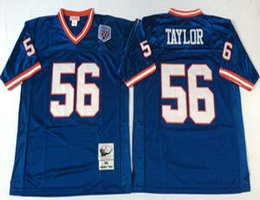 Mitchell And Ness New York Giants #56 Lawrence Taylor Blue Throwback Authentic Stitched NFL Jersey