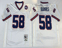 Mitchell And Ness New York Giants #58 Carl Banks White Throwback Authentic Stitched NFL Jersey