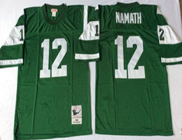 Mitchell And Ness New York Jets #12 Joe Namath Green Throwback Authentic Stitched NFL Jersey