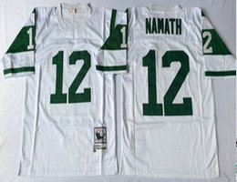 Mitchell And Ness New York Jets #12 Joe Namath White Throwback Authentic Stitched NFL Jersey