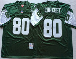 Mitchell And Ness New York Jets #80 Wayne Chrebet Green Throwback Authentic Stitched NFL Jersey