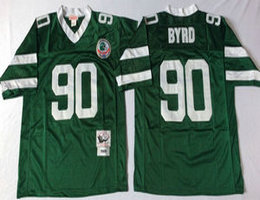 Mitchell And Ness New York Jets #90 Dennis Byrd Green Throwback Authentic Stitched NFL Jersey