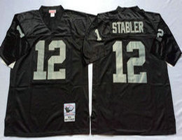Mitchell And Ness Oakland Raiders #12 Kenny Stabler Black Throwback Authentic Stitched NFL Jersey