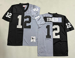 Mitchell And Ness Oakland Raiders #12 Kenny Stabler Gray Black Throwback NFL Jerseys