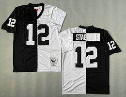 Mitchell And Ness Oakland Raiders #12 Kenny Stabler White Black Throwback NFL Jerseys