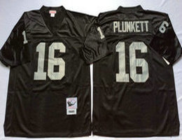 Mitchell And Ness Oakland Raiders #16 Jim Plunkett Black Throwback Authentic Stitched NFL Jersey