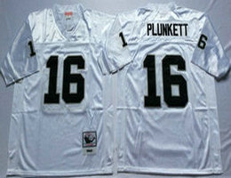 Mitchell And Ness Oakland Raiders #16 Jim Plunkett White Throwback Authentic Stitched NFL Jersey
