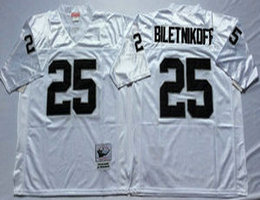 Mitchell And Ness Oakland Raiders #25 Fred Biletnikoff White Throwback Authentic Stitched NFL Jersey