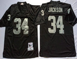 Mitchell And Ness Oakland Raiders #34 Bo Jackson Black Throwback Authentic Stitched NFL Jersey