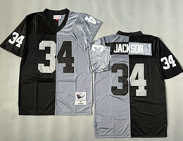 Mitchell And Ness Oakland Raiders #34 Bo Jackson Gray White Throwback NFL Jersey