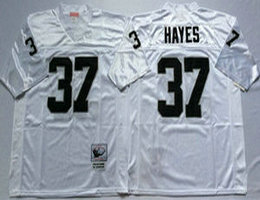 Mitchell And Ness Oakland Raiders #37 Lester Hayes White Throwback Authentic Stitched NFL Jersey