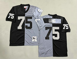 Mitchell And Ness Oakland Raiders #75 Howie Long Gray Black Throwback NFL Jerseys