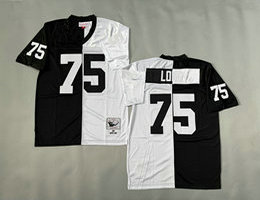 Mitchell And Ness Oakland Raiders #75 Howie Long White Black Throwback NFL Jerseys