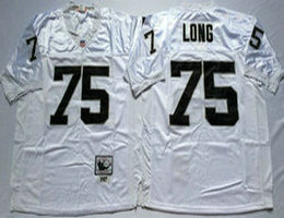 Mitchell And Ness Oakland Raiders #75 Howie Long White Throwback Authentic Stitched NFL Jersey