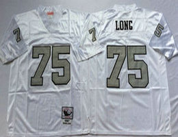 Mitchell And Ness Oakland Raiders #75 Howie Long White With Silver No Throwback Authentic Stitched NFL Jersey