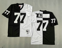 Mitchell And Ness Oakland Raiders #77 Lyle Alzado Black White Throwback NFL Jersey