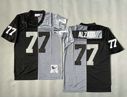 Mitchell And Ness Oakland Raiders #77 Lyle Alzado Gray Black Throwback NFL Jerseys