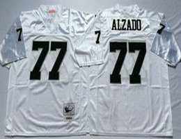 Mitchell And Ness Oakland Raiders #77 Lyle Alzado White Throwback Authentic Stitched NFL Jersey