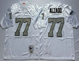 Mitchell And Ness Oakland Raiders #77 Lyle Alzado White With Silver No Throwback Authentic Stitched NFL Jersey