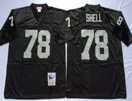 Mitchell And Ness Oakland Raiders #78 Art Shell Black Throwback Authentic Stitched NFL Jersey
