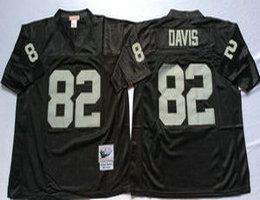 Mitchell And Ness Oakland Raiders #82 Al Davis Black Throwback Authentic Stitched NFL Jersey