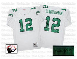 Mitchell And Ness Philadelphia Eagles #12 Randall Cunningham White Autographed Authentic Stitched NFL Jersey