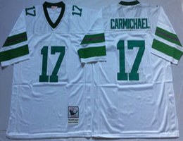 Mitchell And Ness Philadelphia Eagles #17 Harold Carmichael White Arm With Green Throwback NFL Jersey